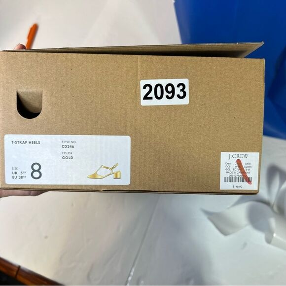 NIB J Crew Ankle T- Strap Heel Gold NEW size 8 - Picture 12 of 13